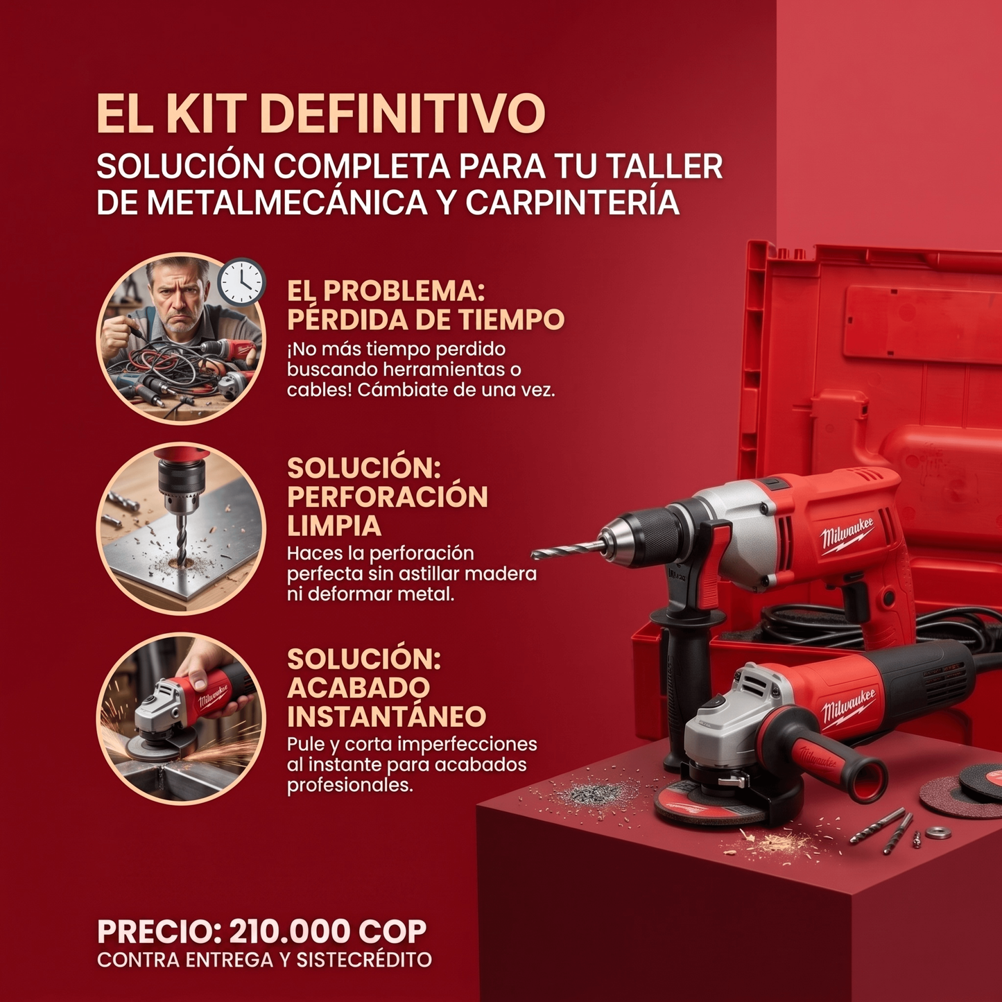 COMBO TALADRO DE 1/2 + PULIDORA 4-1/2" MILWAUKEE 🛠️🧰