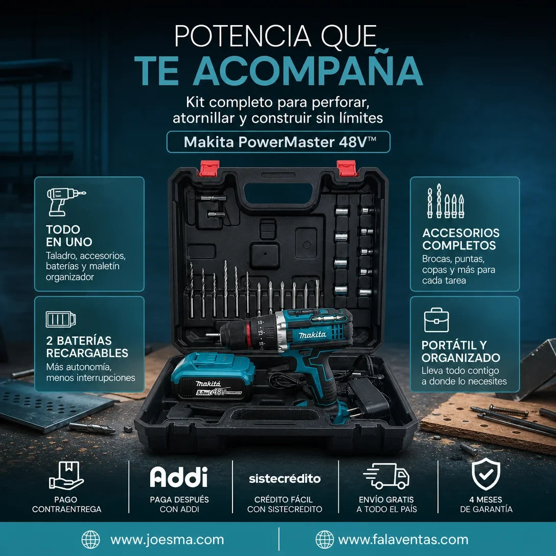 Makita PowerForce 48V™ – Kit Completo de Taladro