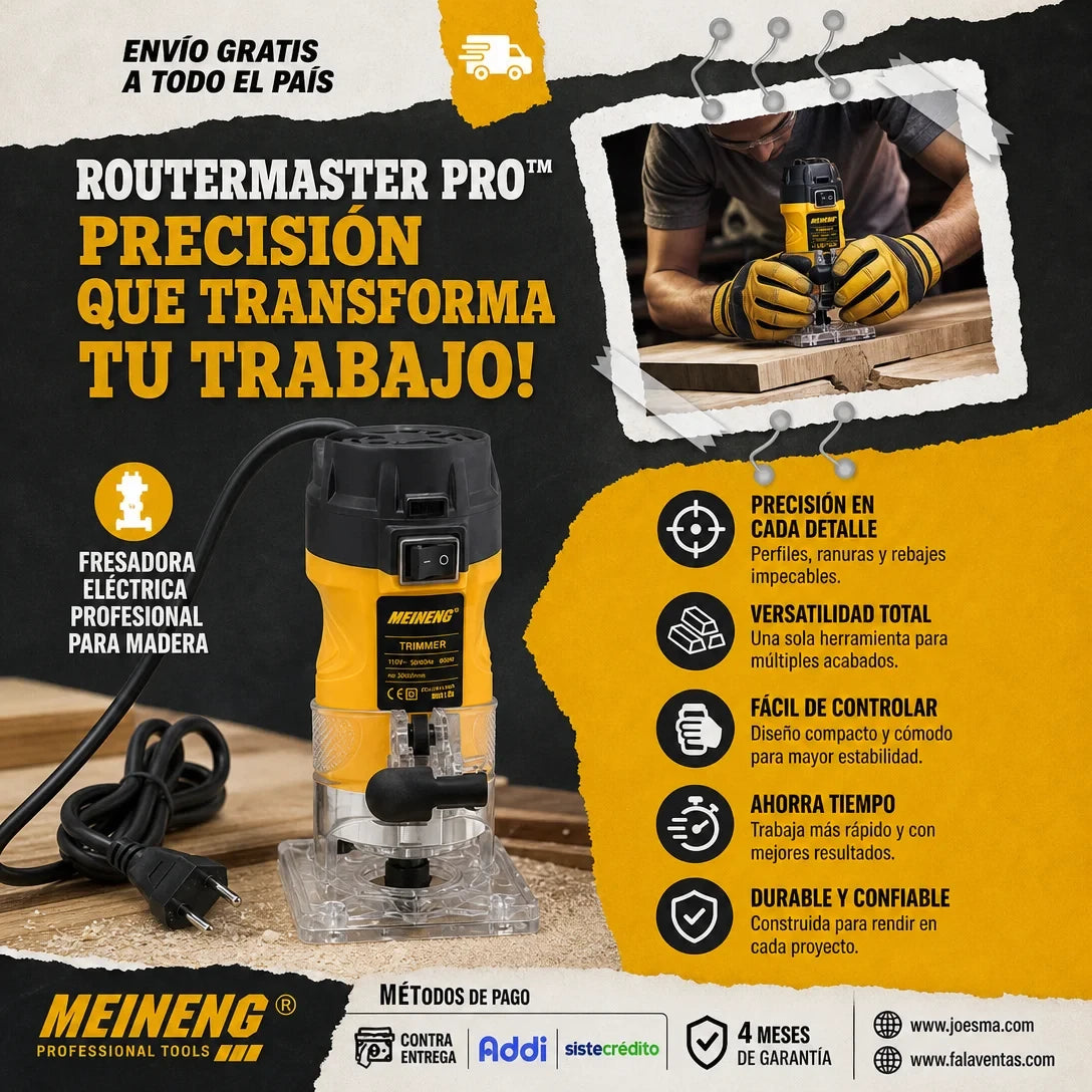 PowerRouter Pro™ – Fresadora Eléctrica de Alta Precisión