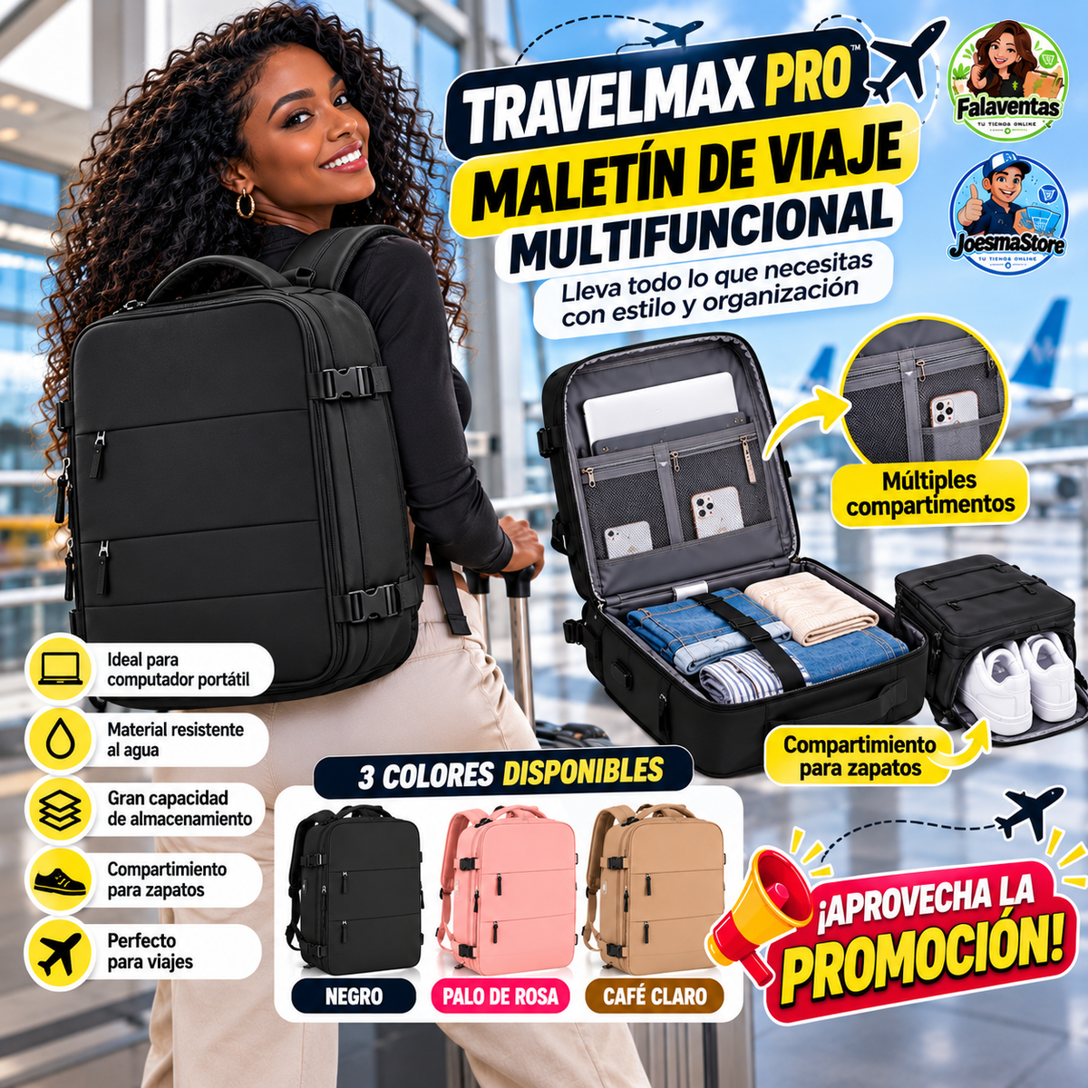 TravelMax Pro™ – Maletín de Viaje Multifuncional de Gran Capacidad