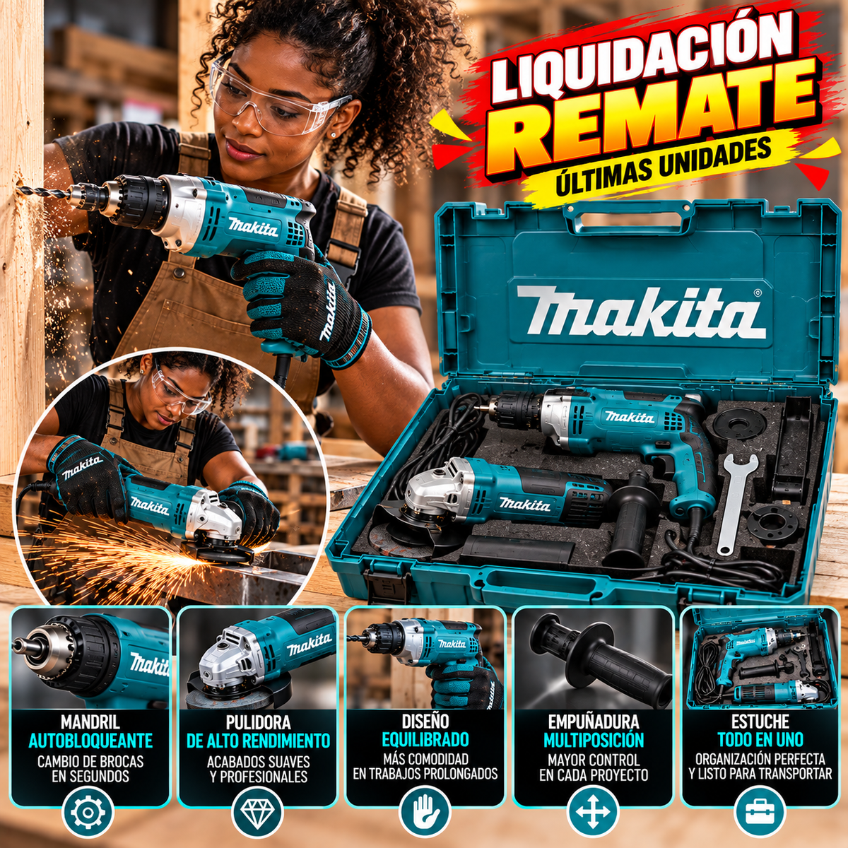 Combo Makita PowerDuo™ – Taladro + Pulidora 2 en 1