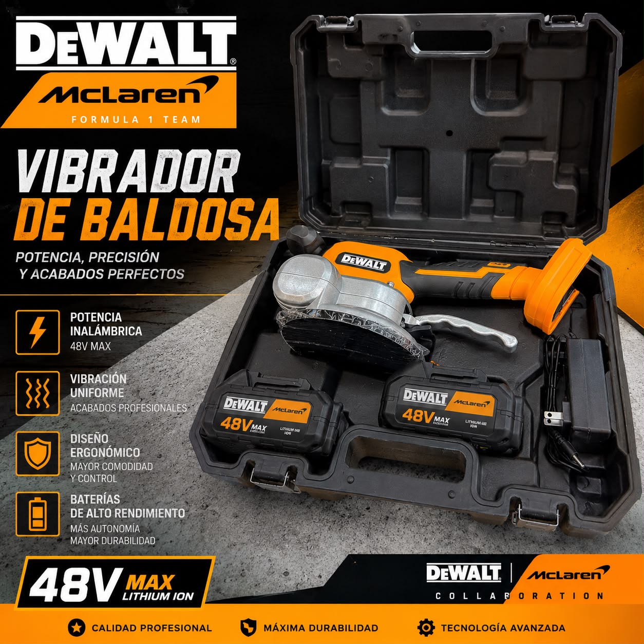 Vibradora para Enchape DeWALT 48v