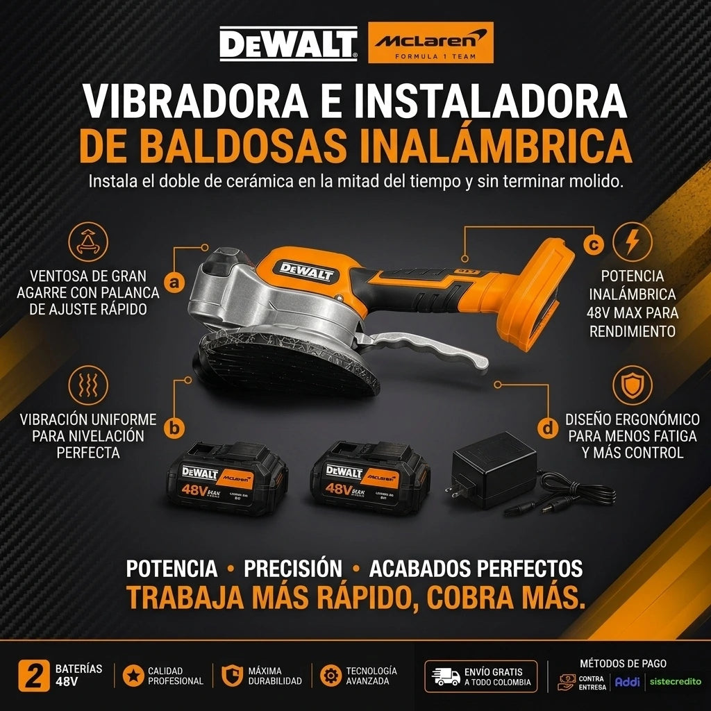 Vibradora para Enchape DeWALT 48v