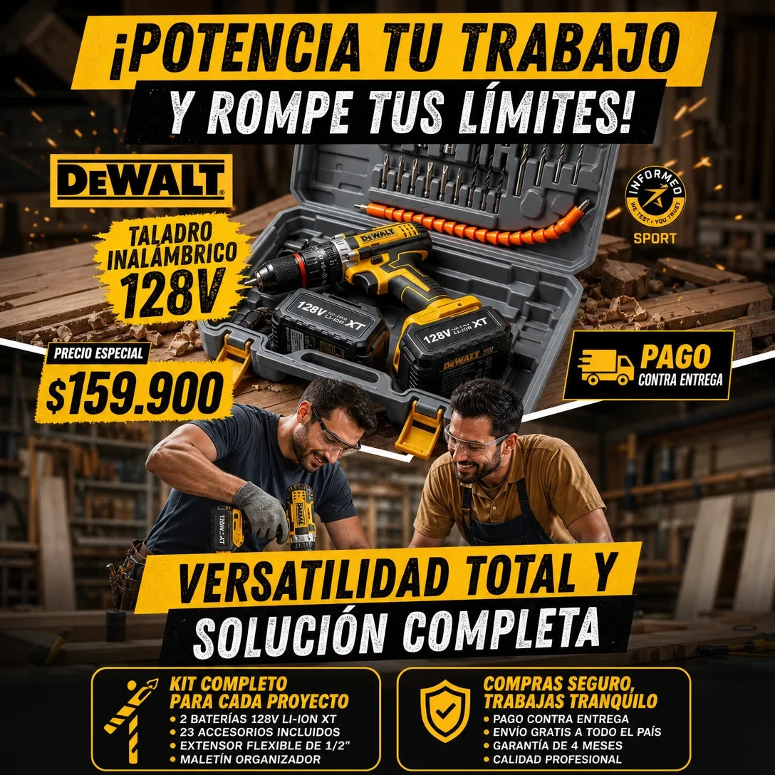 TALADRO PERCUTOR DEWALT 128V MANDRIL 1/2" ⚒️👷🛠️