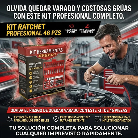Kit de Herramientas de Mecánica RATCHET 46PCS en 1, 1/4" con Estuche Rígido
