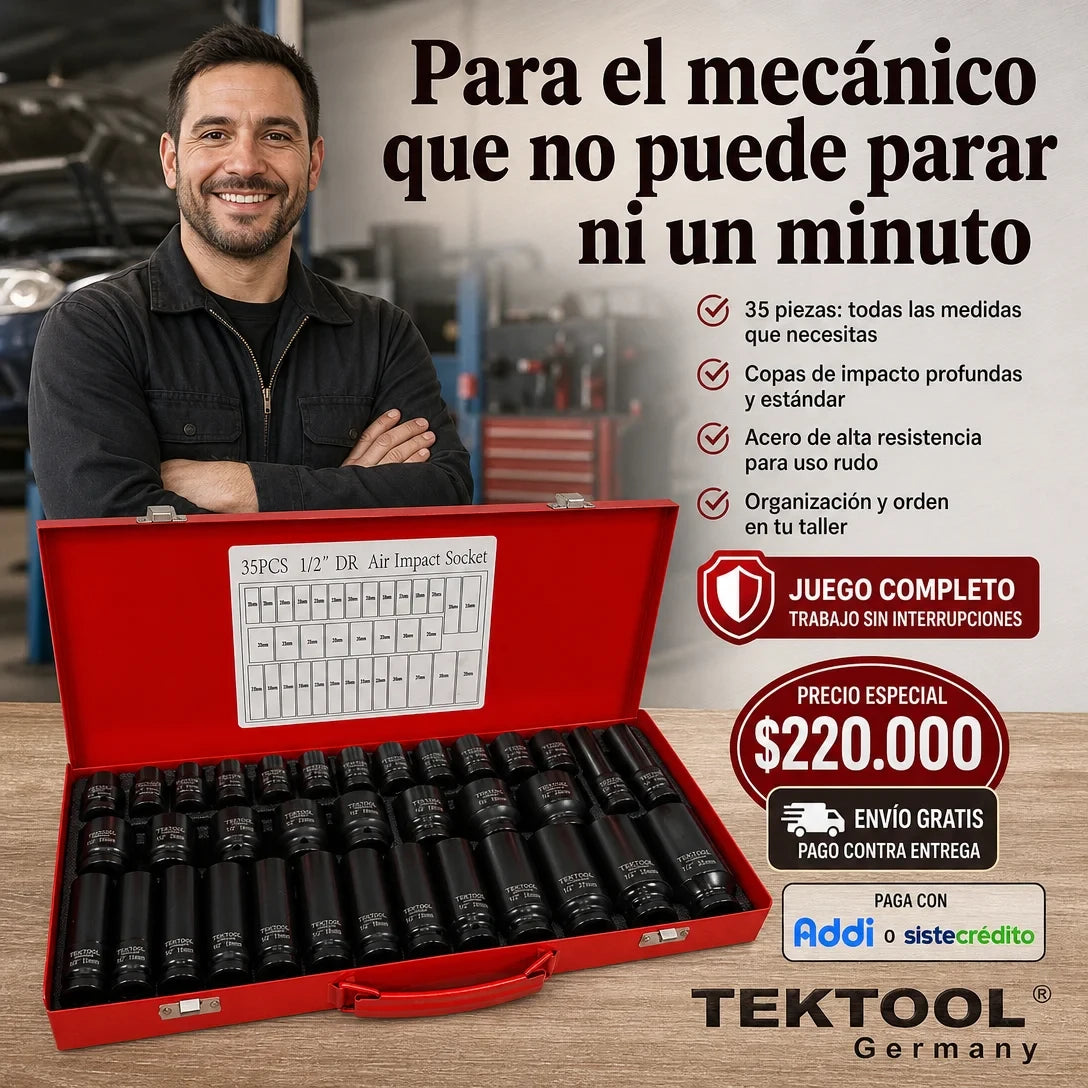 Juego de Copas de Impacto Tektool® - 35 Piezas (1/2")