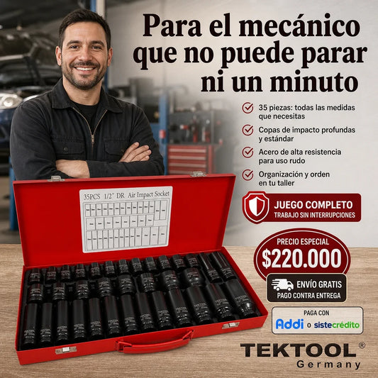 Juego de Copas de Impacto Tektool® - 35 Piezas (1/2")