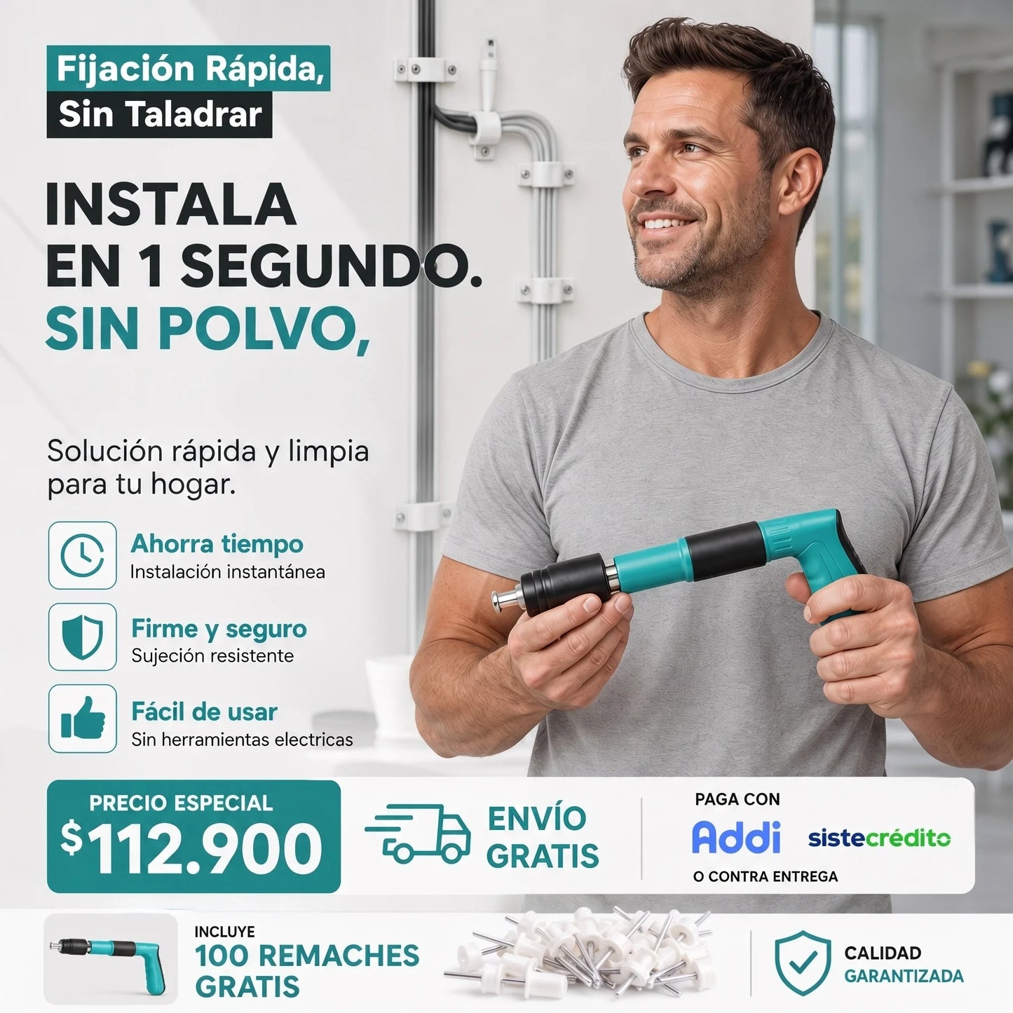 PISTOLA REMACHADORA DE ALTA PRESIÓN 🔥100 CLAVOS GRATIS🔥