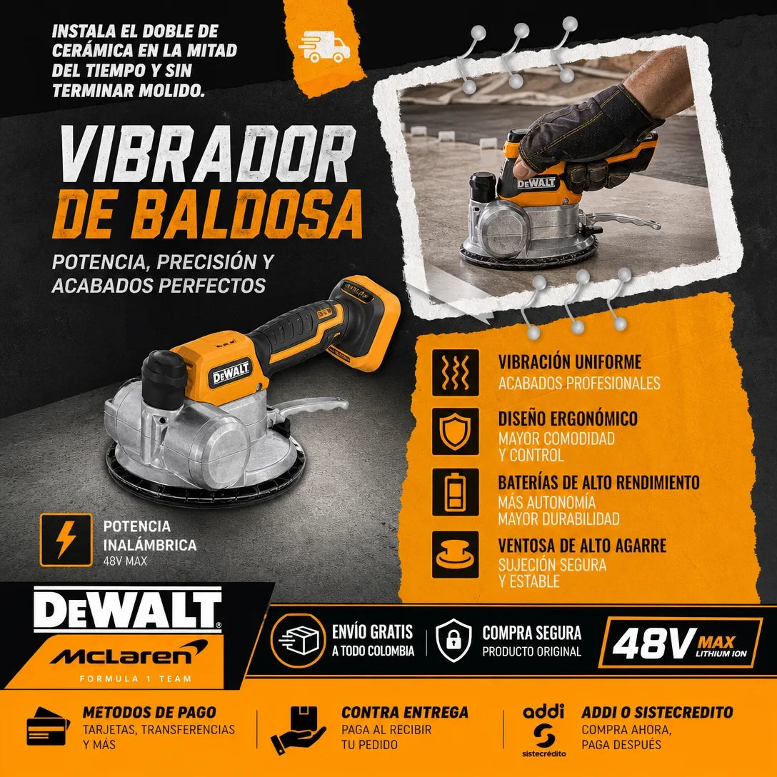 Vibradora para Enchape DeWALT 48v