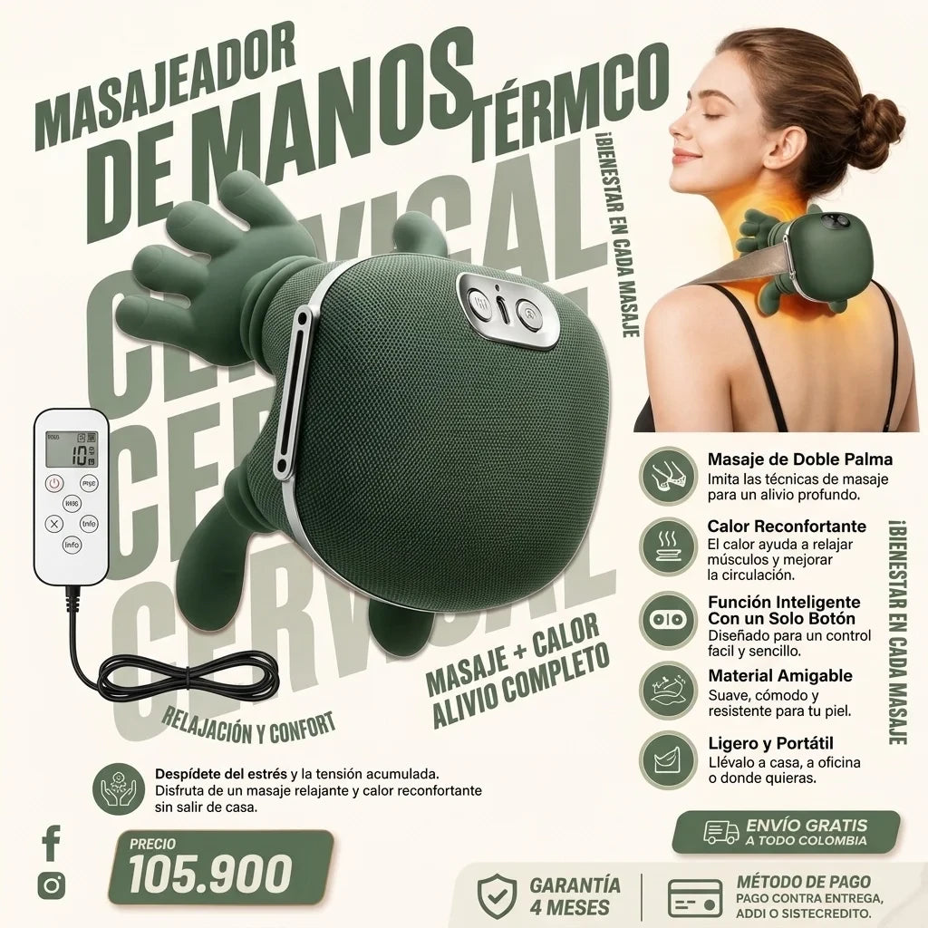 Masajeador De Manos Termico Cervical Inalambrico