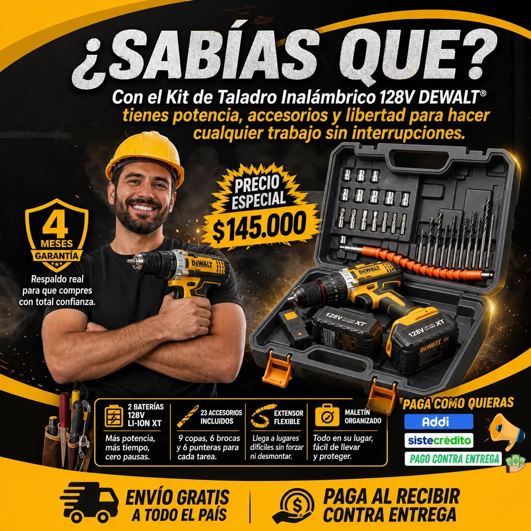 TALADRO PERCUTOR DEWALT 128V MANDRIL 1/2" ⚒️👷🛠️