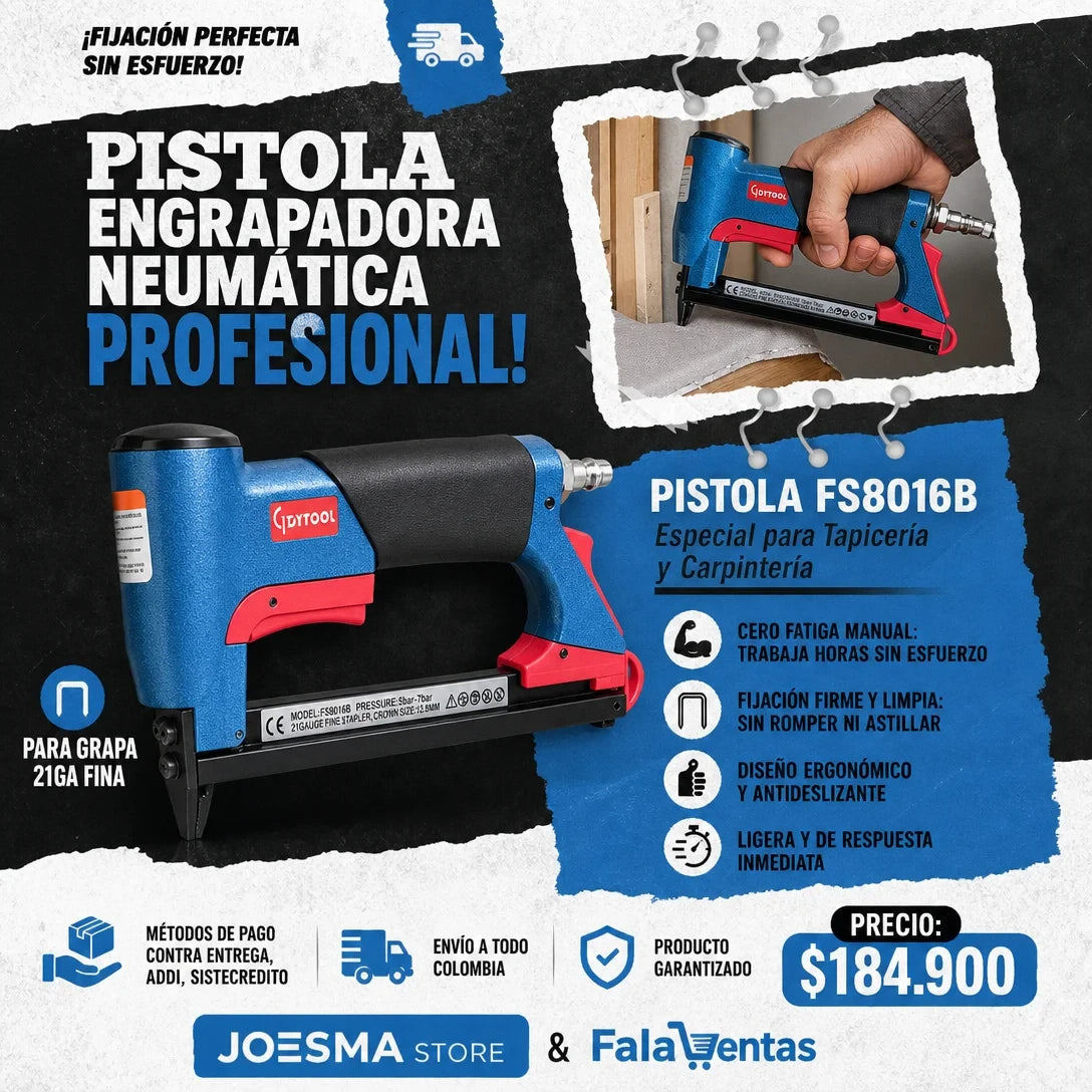 Pistola Engrapadora Neumática FS8016B - Calibre 21GA