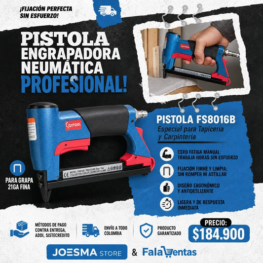 Pistola Engrapadora Neumática FS8016B - Calibre 21GA