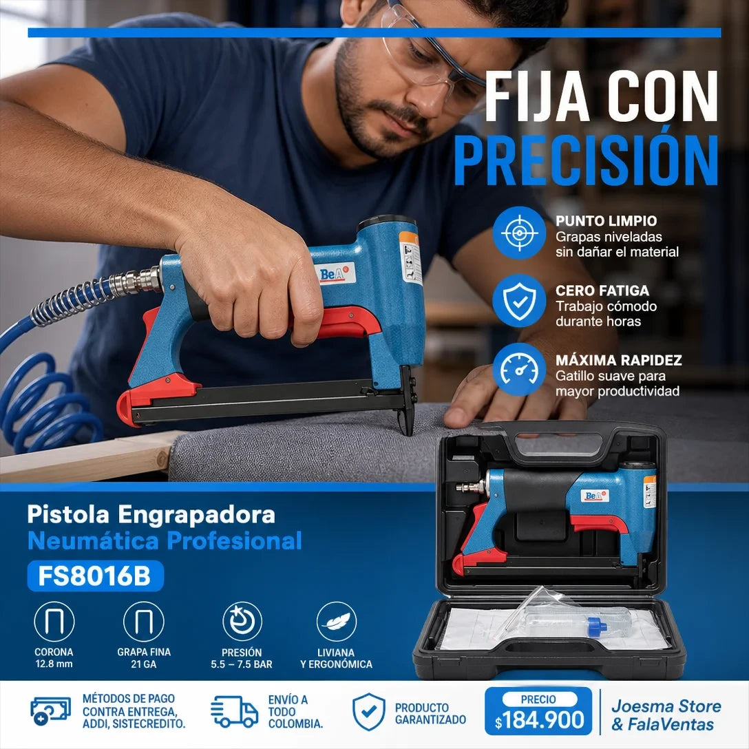 Pistola Engrapadora Neumática FS8016B - Calibre 21GA