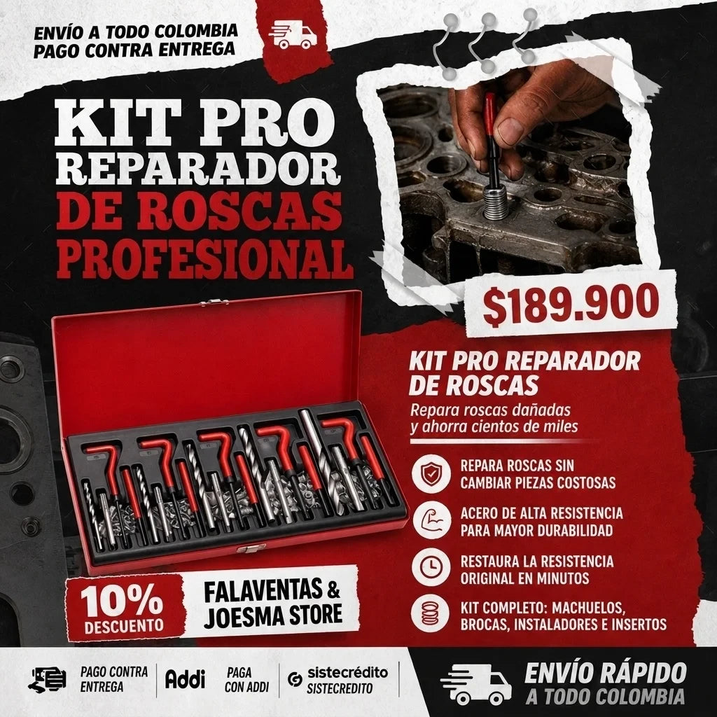 Kit Profesional Reparador de Roscas 131 Piezas