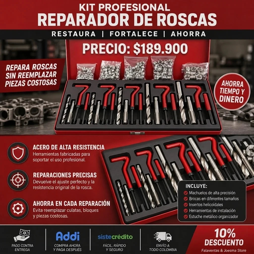 Kit Profesional Reparador de Roscas 131 Piezas