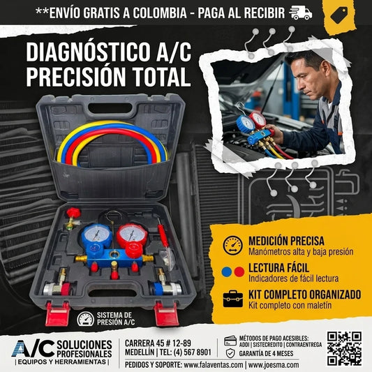 Kit Profesional para Aire Acondicionado-ProManifold 3 Vías