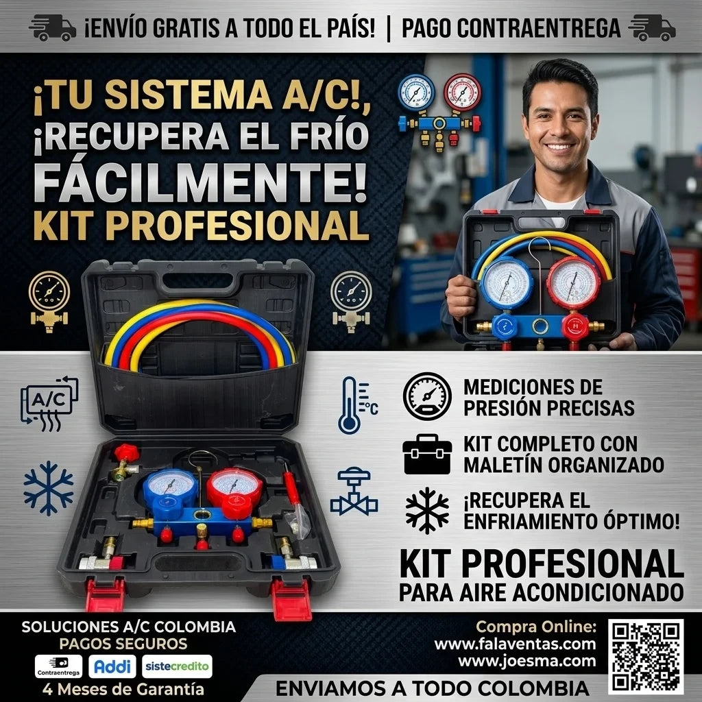 Kit Profesional para Aire Acondicionado-ProManifold 3 Vías