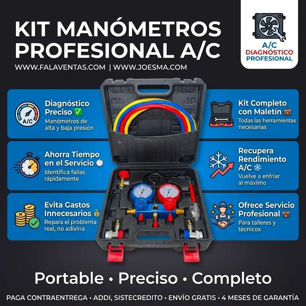 Kit Profesional para Aire Acondicionado-ProManifold 3 Vías