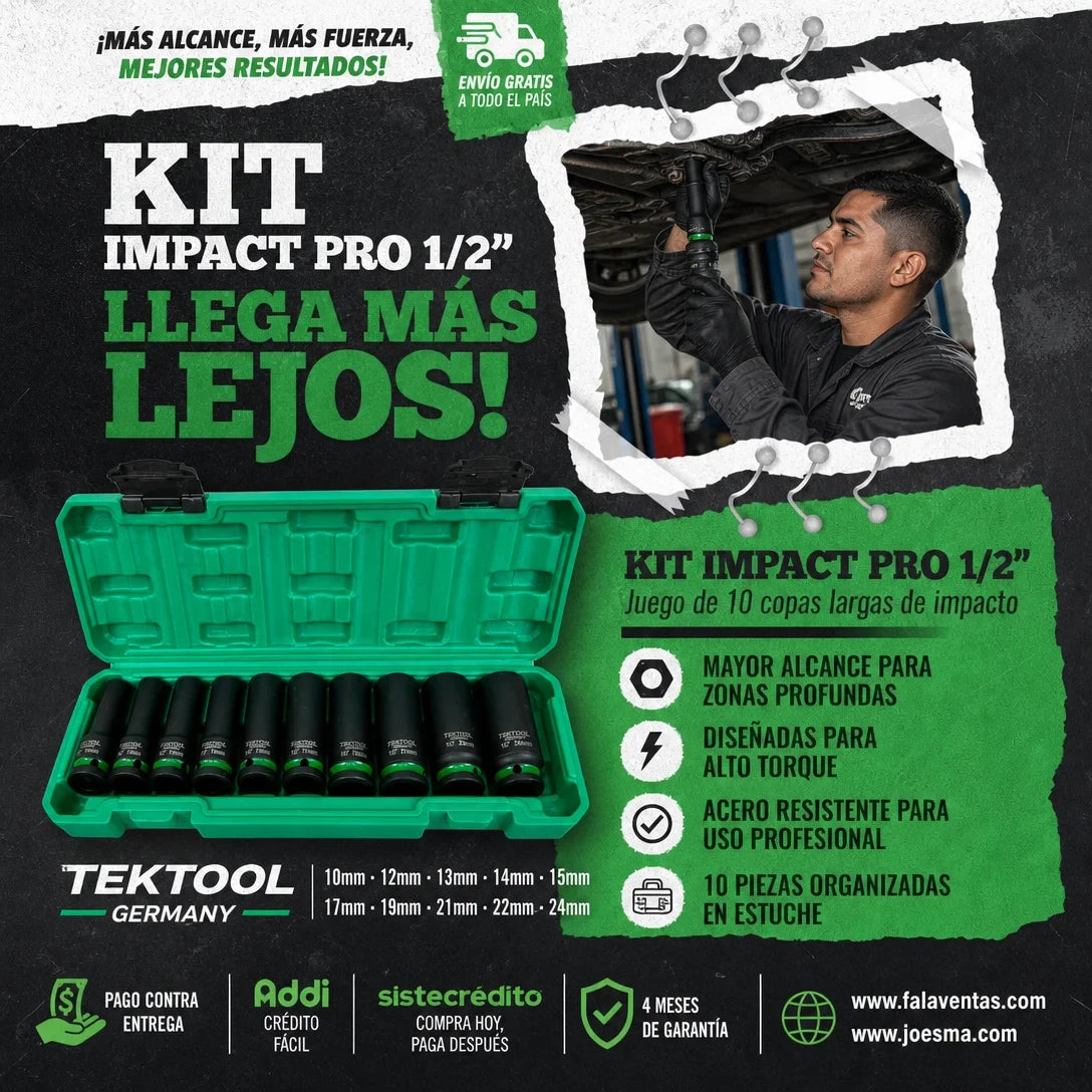 Copas Largas Profesionales para Mecánica-KIT IMPACT PRO 1/2”