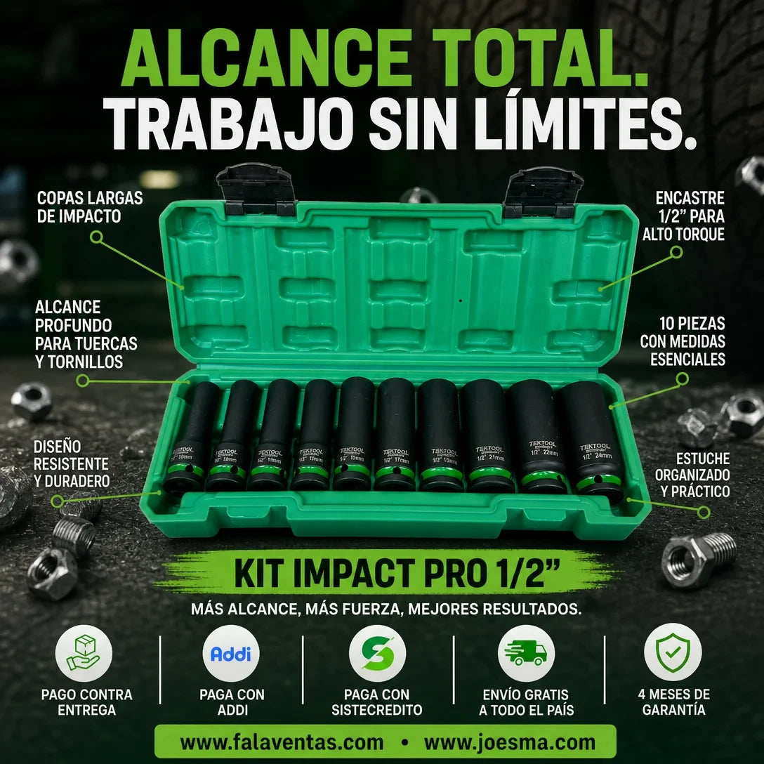 Copas Largas Profesionales para Mecánica-KIT IMPACT PRO 1/2”