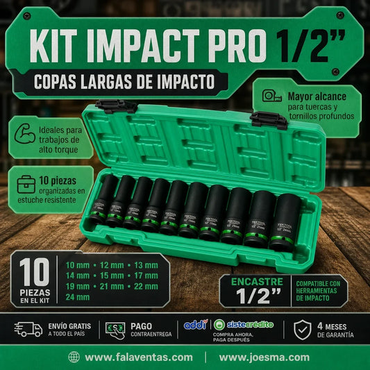 Copas Largas Profesionales para Mecánica-KIT IMPACT PRO 1/2”