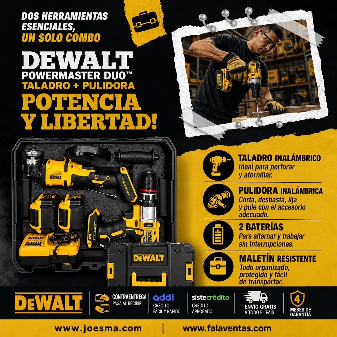 Combo Taladro + Pulidora -DEWALT PowerMaster Duo™ –