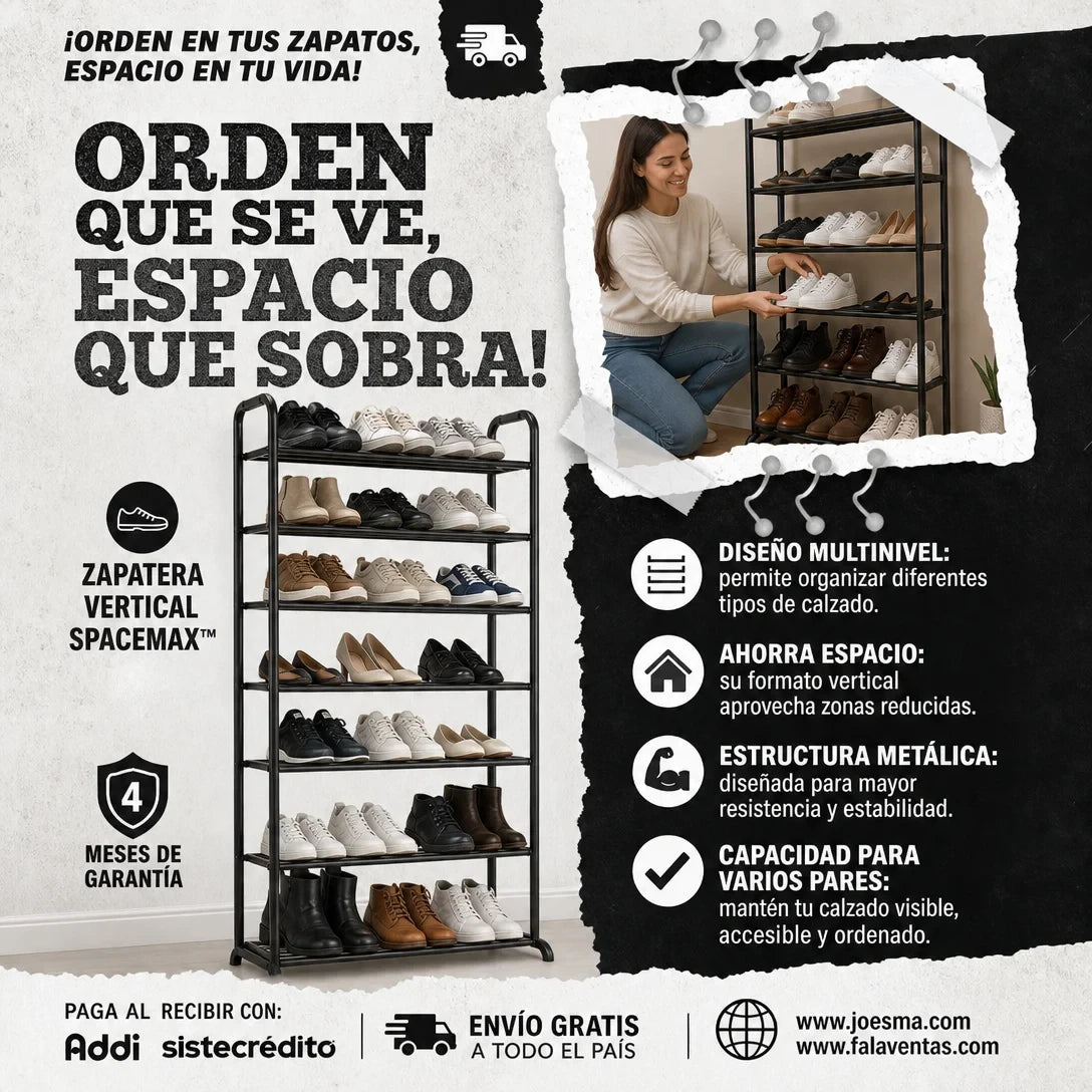 Zapatera Vertical SpaceMax™ – Ordena Más, Ocupa Menos