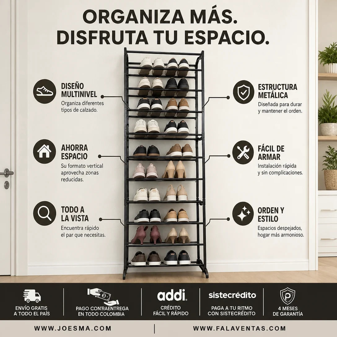 Zapatera Vertical SpaceMax™ – Ordena Más, Ocupa Menos