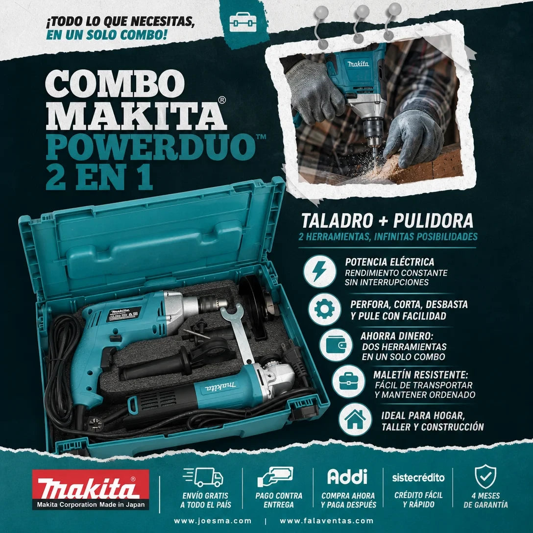 Combo Makita PowerDuo™ – Taladro + Pulidora 2 en 1