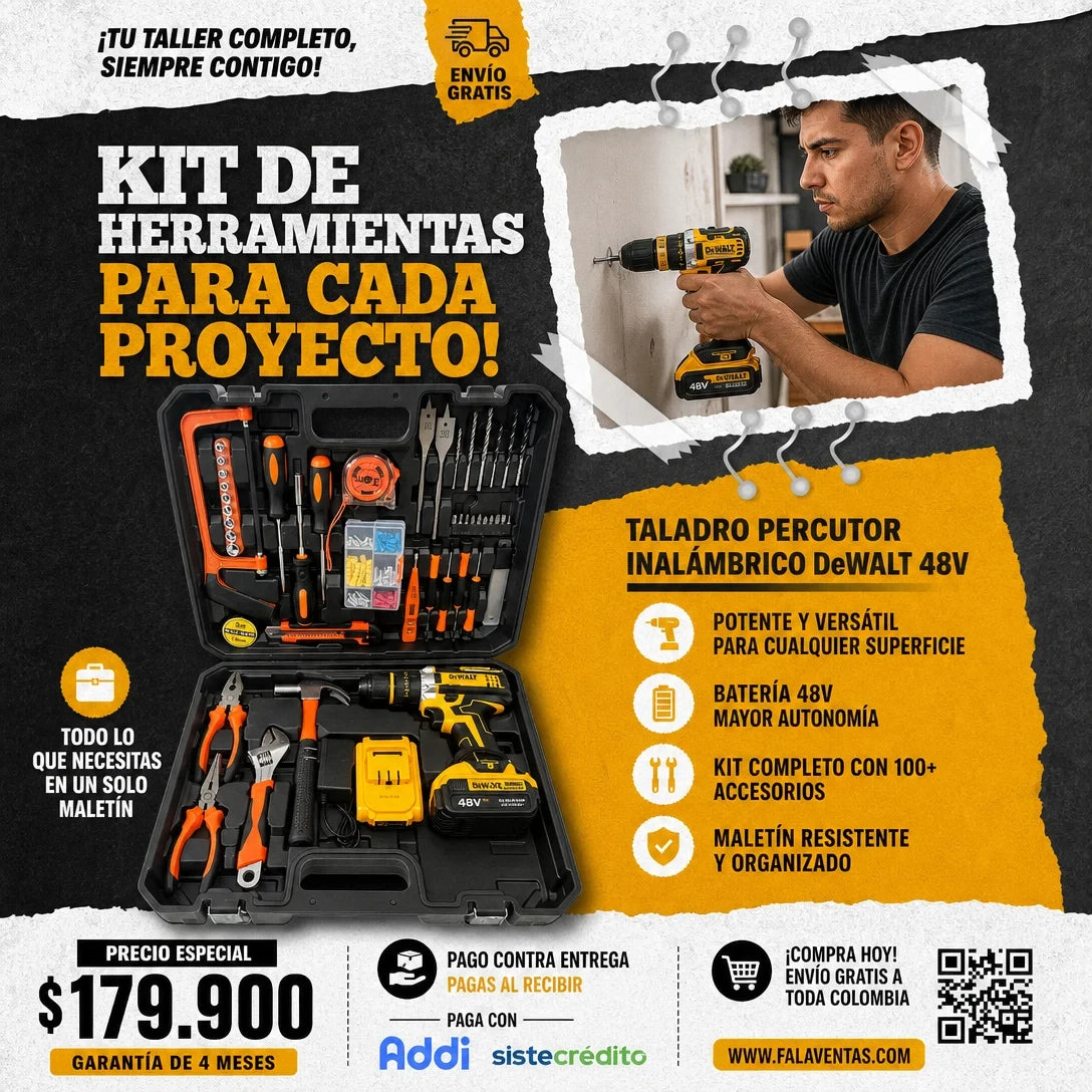 Kit Herramienta DeWALT 48V MANDRIL METALICO 1/2"