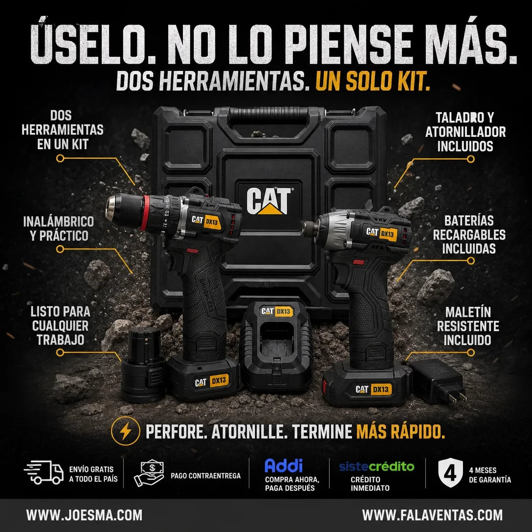 CAT PowerDuo 48V™ – Kit Profesional Taladro + Atornillador Inalámbrico