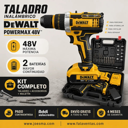 DEWALT PowerMax 48V™ Mandril 3/8 – Kit Profesional de Taladro Inalámbrico