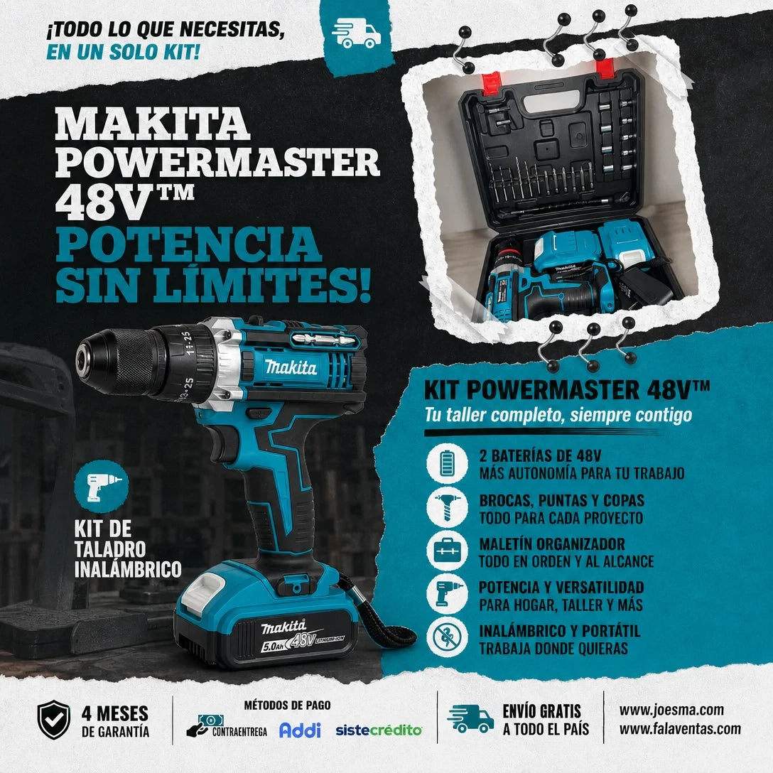 Makita PowerForce 48V™ – Kit Completo de Taladro