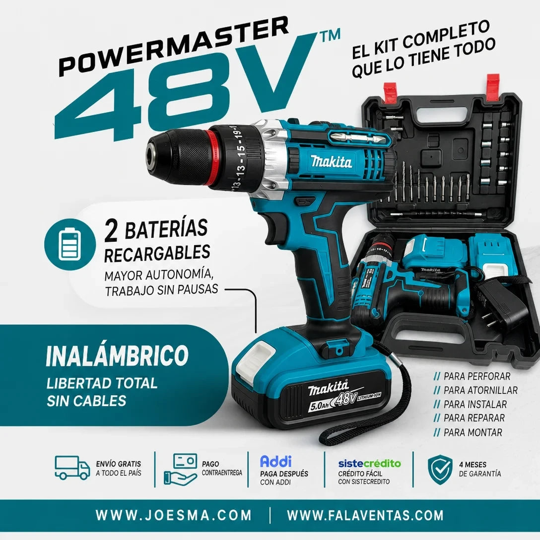 Makita PowerForce 48V™ – Kit Completo de Taladro
