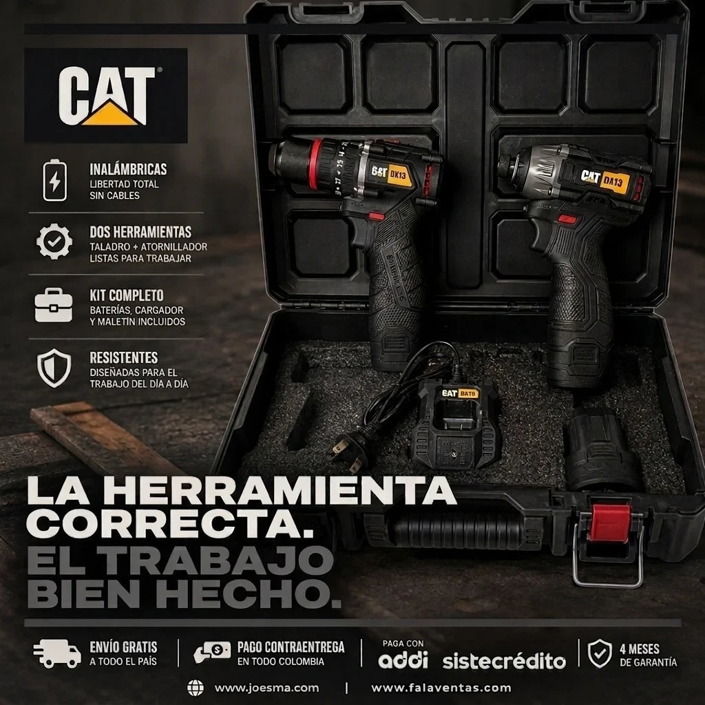 CAT PowerDuo 48V™ – Kit Profesional Taladro + Atornillador Inalámbrico