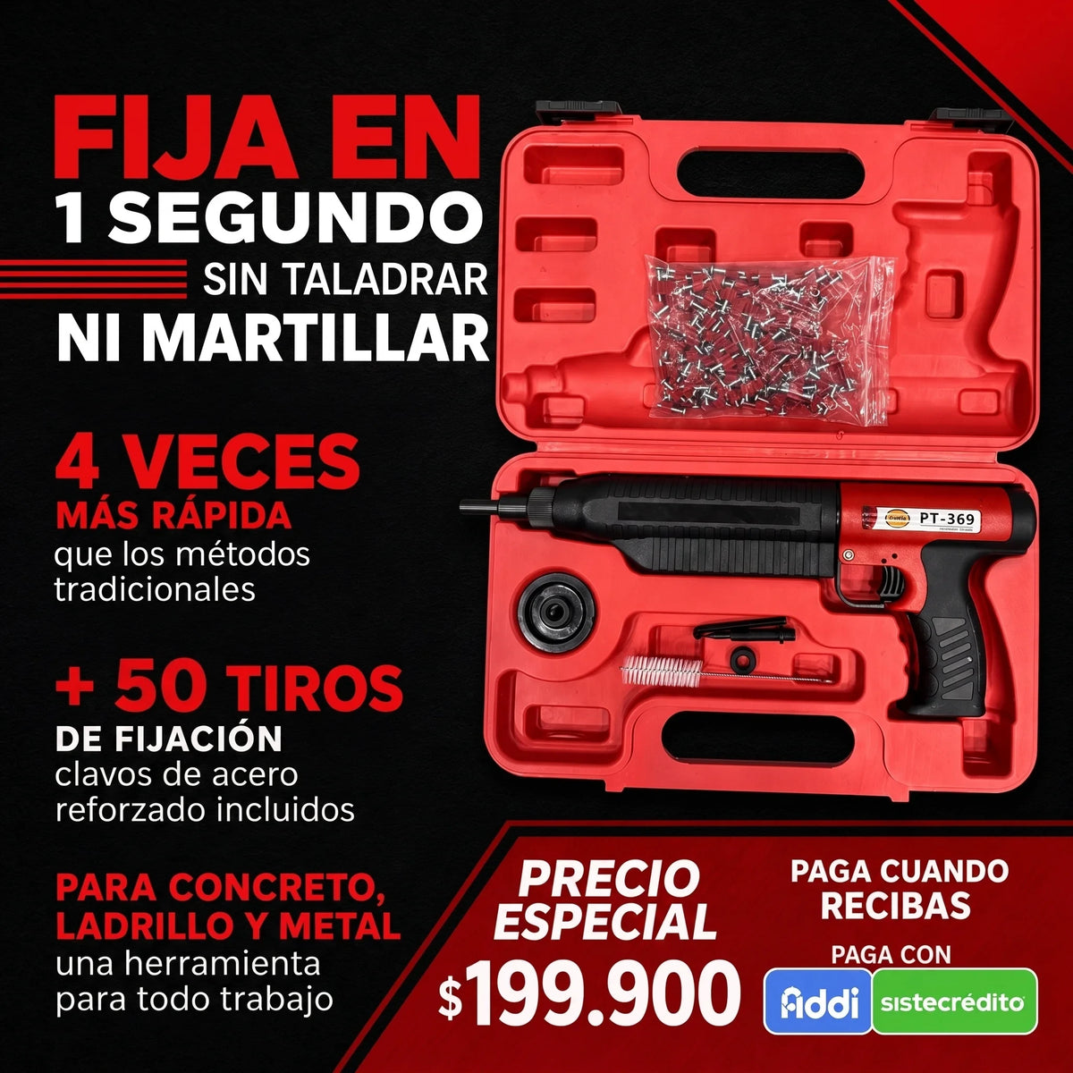 PISTOLA DE FIJACION MAS 50 REMACHES