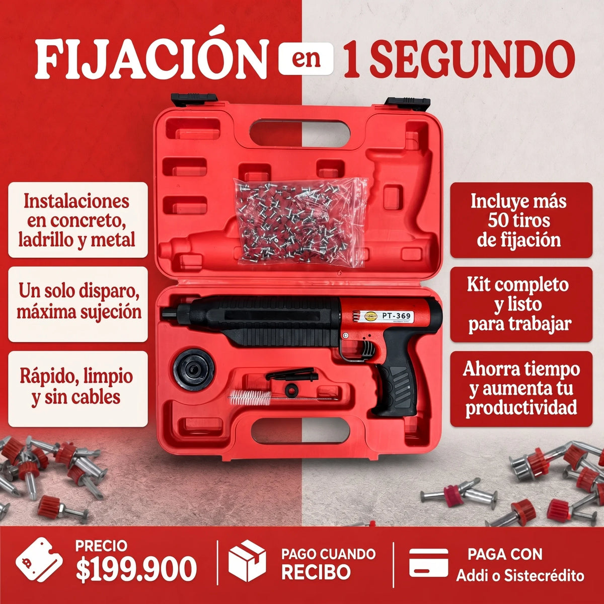 PISTOLA DE FIJACION MAS 50 REMACHES
