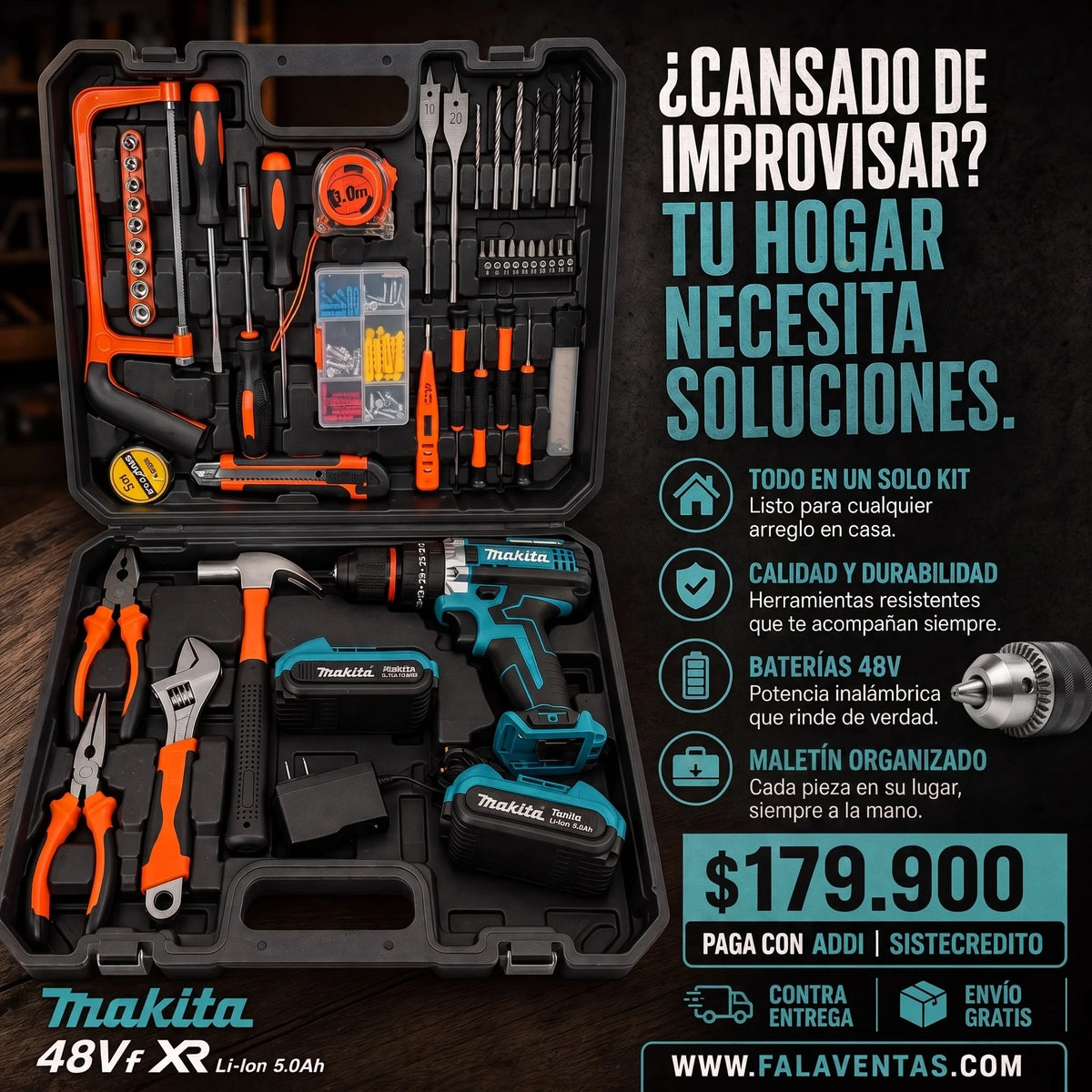 Kit Herramienta MAKITA 48V MANDRIL METALICO