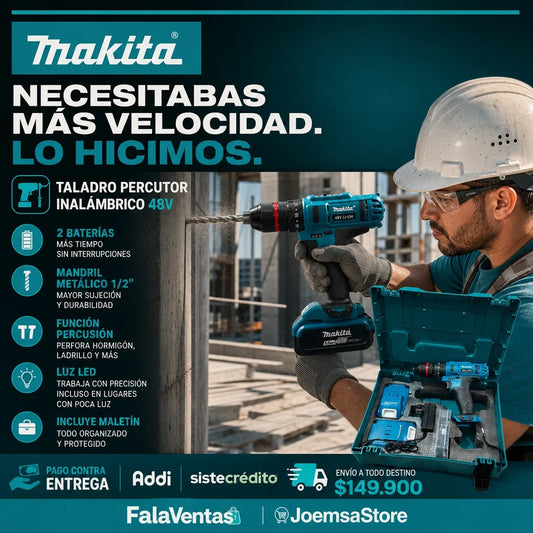 Taladro Percutor Makita 48v Mandril Metalico 1/2"